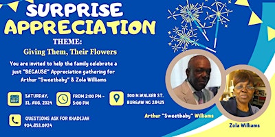Surprise Appreciation Gathering  for Arthur "Sweetbaby" & Zola Williams primary image