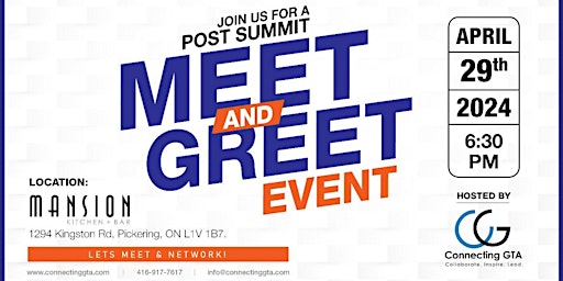 Immagine principale di Post Summit Meet and Greet Event 
