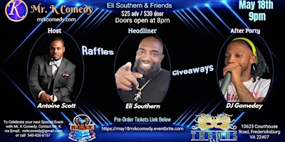 Image principale de Mr. K Comedy presents the NATIONAL comedian Eli Southern as seen on TV.