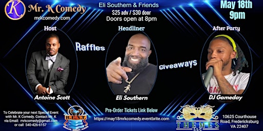 Image principale de Mr. K Comedy presents the NATIONAL comedian Eli Southern as seen on TV.
