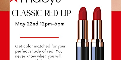 Imagem principal do evento Classic Red Lip Match and Tutorial with Lancôme @Macys