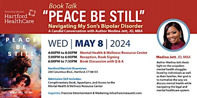 Primaire afbeelding van A Mental Health Book Talk  with  “PEACE BE STILL”  Author Medina  Jett