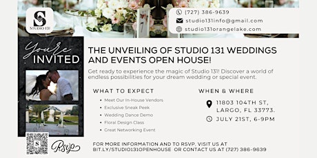 Primaire afbeelding van The Unveiling of Studio 131 Weddings and Events Open House