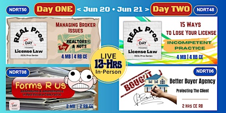 LIVE In-Person  • TWO Days • 12 Hrs Indiana Real Estate ConEd | June 20-21