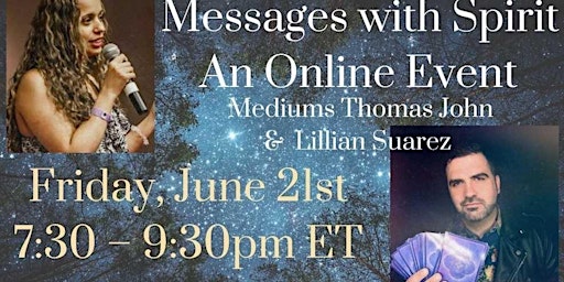 Imagem principal do evento Messages with the Spirit with mediums Thomas John and Lillian Suarez