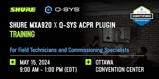 Shure MXA920 X Q-SYS ACPR Plugin Training primary image