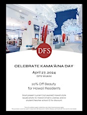 Kama’aina Day at DFS Waikiki! Discounts for locals and live music at 6pm!