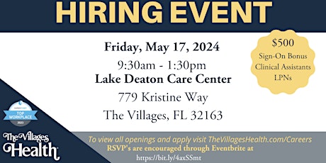 The Villages Health Hiring Event - May 17th