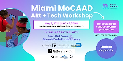 Primaire afbeelding van Miami MoCAAD ARt+Tech Student Workshop