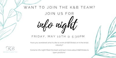 K&B Bridals Info Night Hagerstown primary image