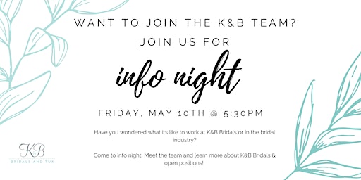 Immagine principale di K&B Bridals Info Night Hagerstown 