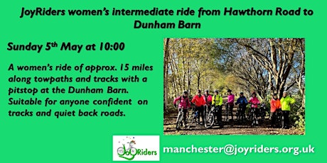 JoyRiders women's Intermediate ride from Hawthorn Road to Dunham Barn