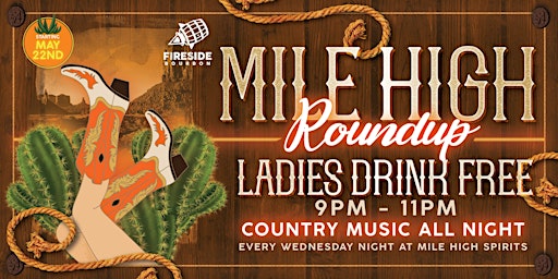 Imagem principal do evento Mile High Roundup - LADIES NIGHT and Country Music at Mile High Spirits