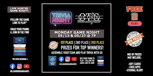 Trivia Night | Old Timers Bar & Grill - Sedro-Woolley WA - MON 7p primary image