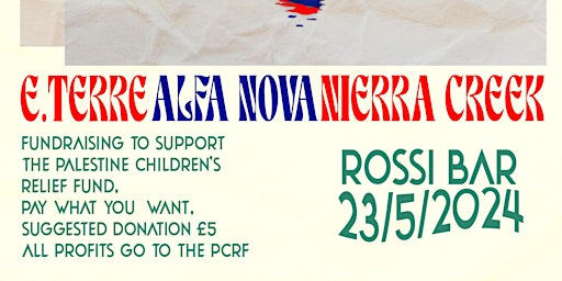 Imagem principal do evento Alfa Nova x E. Terre x Nierra Creek @ The Rossi Bar (Raising Money for the PCRF)