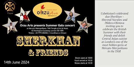 Orzu Arts presents Summer Gala Concert: Sherkhan & Friends