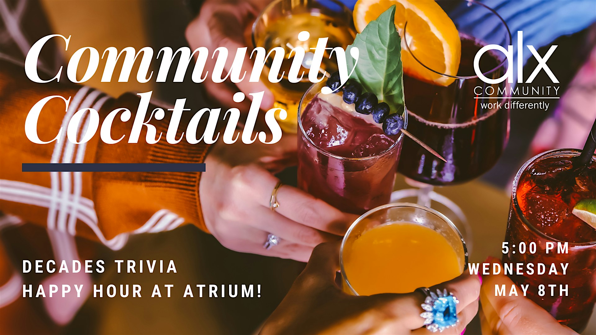 Community Cocktails – Decades Trivia Member Happy Hour!