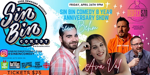 Sin Bin Comedy 8 Year Anniversary Show with Drew Behm & Ava Val primary image