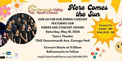 Hauptbild für San Fernando Valley Youth Chorus Spring Concert,  Here Comes The Sun