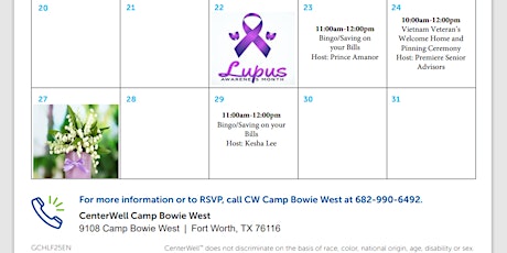 CenterWell Camp Bowie West Presents - Bingo/Saving on your Bills
