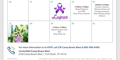 CenterWell Camp Bowie West Presents - Bingo/Saving on your Bills  primärbild