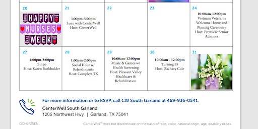 CenterWell South Garland Presents - "Social Hour w/Refreshments"  primärbild