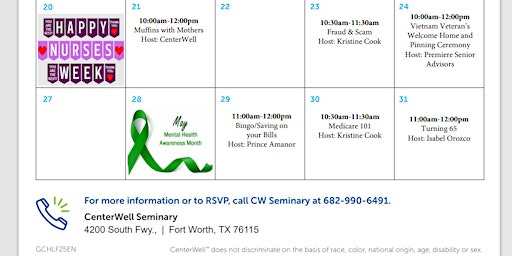 CenterWell Seminary Presents - "Bingo/Saving on your Bills" primary image