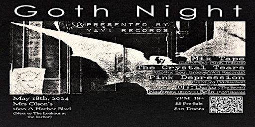 Imagem principal do evento GOTH NIGHT in Oxnard presented by YAY! RECORDS