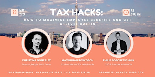 Imagem principal do evento Tax Hacks: How to maximise employer benefits and get C-Level buy-in