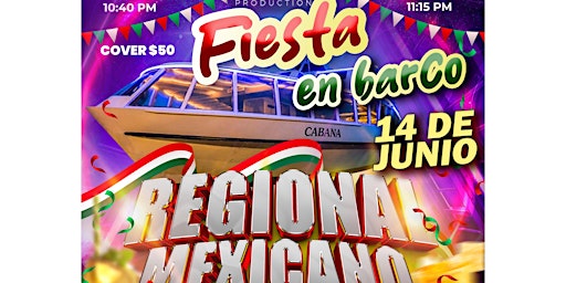 Imagem principal do evento Fiesta en Barco de Regional Mexicano en vivo mas Dj