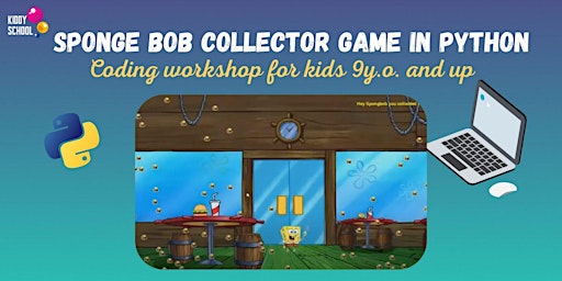 Imagem principal do evento Sponge Bob  Collector Game in Python - coding workshop for kids 9+
