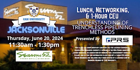 CAM U JACKSONVILLE Complimentary Lunch and 1-Hour CEU at Seasons 52