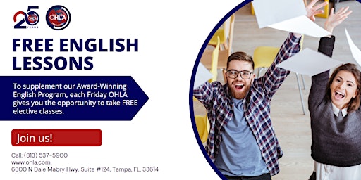 Primaire afbeelding van Free English Lessons:  Award winning English Program
