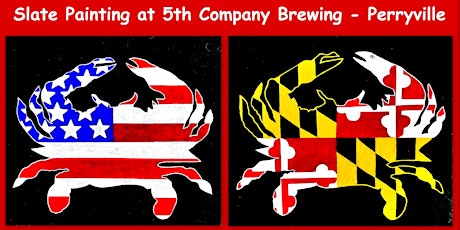 Maryland or American Flag Crab Slate Painting at the 5th Company Brewing