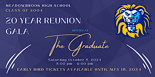 Primaire afbeelding van 20 Year Reunion Gala for Meadowbrook Class of 2004
