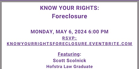 Imagem principal de Know Your Rights Workshop: Foreclosure