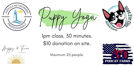 Happy & Free Puppy Yoga @ PodCat Farms 1PM Class