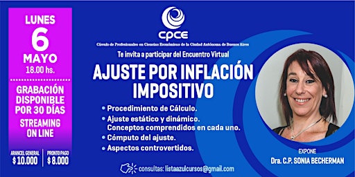 Imagem principal do evento Ajuste por inflación impositivo