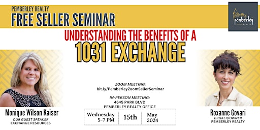 FREE SELLER SEMINAR: Understanding The Benefits of a 1031 Exchange primary image
