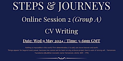 Image principale de Steps & Journeys Online Session 2: CV Writing (Group A : 9 May)