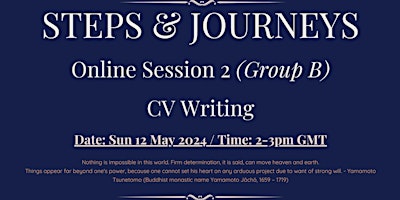 Image principale de Steps & Journeys Online Session 2: CV Writing (Group B : 12 May)