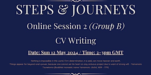 Image principale de Steps & Journeys Online Session 2: CV Writing (Group B : 12 May)