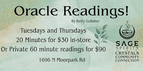 Oracle Readings with Betty Thursday 5-2