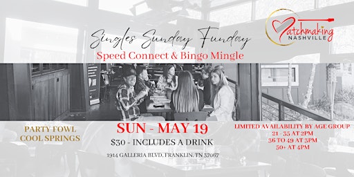 Image principale de Singles Sunday Funday: Speed Connect & Bingo Mingle - 21-35 Age group.