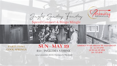 Singles Sunday Funday: Speed Connect & Bingo Mingle - 50+ Age group.