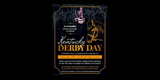 Imagem principal do evento Le Grenadier's First Annual Derby Watch Party