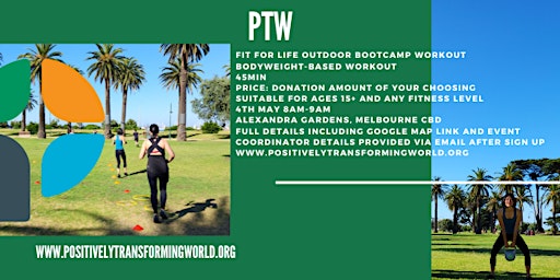 Imagem principal do evento PTW Fitness For Life Outdoor Bootcamp Workout