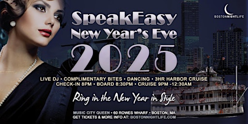 Imagem principal do evento Boston New Year's Eve Party 2025 - Speakeasy Cruise