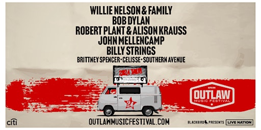 Imagem principal do evento Outlaw Music Festival - Willie Nelson, Bob Dylan, Robert Plant