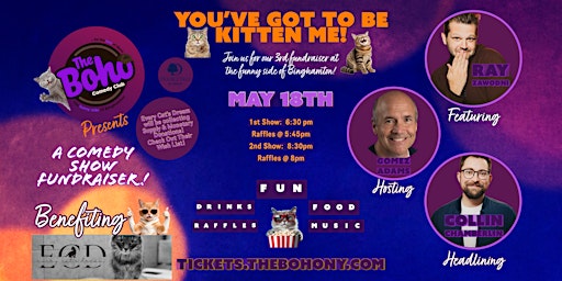 Imagem principal do evento A Boho Comedy Fundraiser Benefiting Every Cat’s Dream w/Collin Chamberlin!